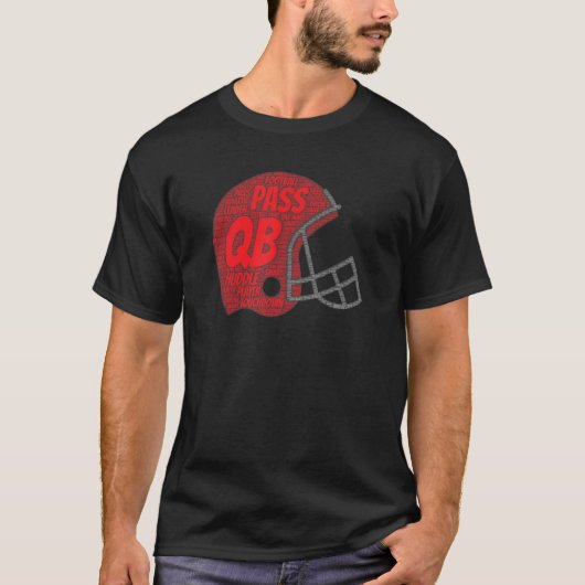 Red Football Helmet for QB  Quarterback Player Tシャツ (正面)