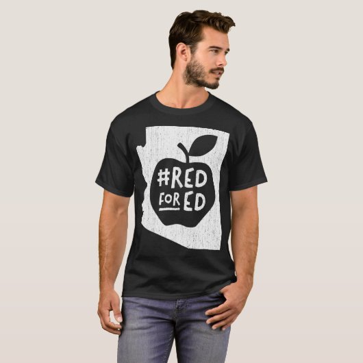 Red for Ed  Arizona Teacher Apple Chalk Rough  Tシャツ (正面フル)