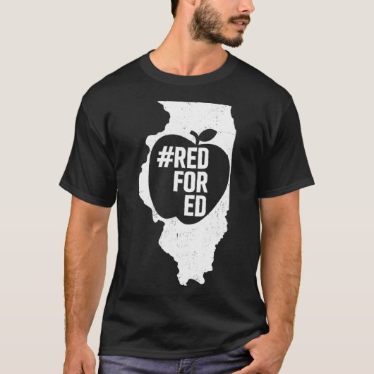 Red For Ed Illinois State Apple Teacher RedforEd Tシャツ (正面)