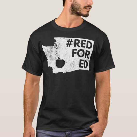 Red For Ed Washington Teacher Public Education Tシャツ (正面)