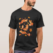 Red Forest Fox Baby Animal Autumn Fall Leaves Tシャツ (正面)