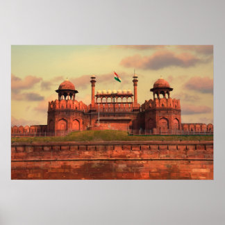 Red Fort in Delhi, India during a beautiful sunset ポスター