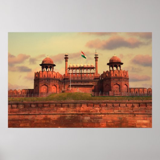 Red Fort in Delhi, India during a beautiful sunset ポスター (正面)
