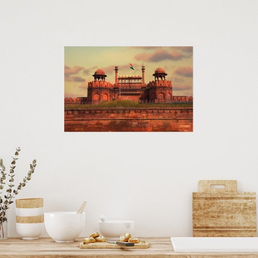 Red Fort in Delhi, India during a beautiful sunset ポスター (キッチン)