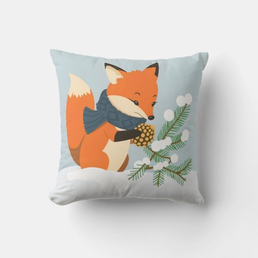 Red Fox Christmas fun クッション (正面)