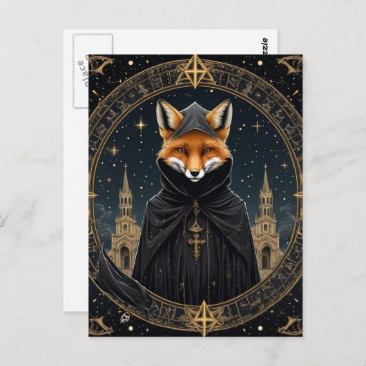 Red fox in robes ポストカード (正面/裏面)