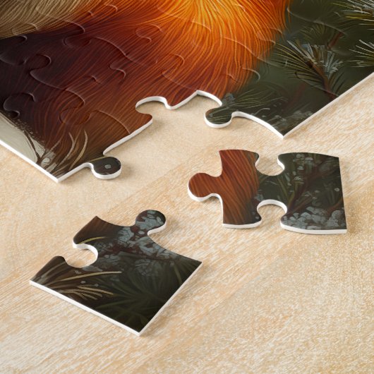 Red fox in winter forest ジグソーパズル (側面)