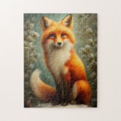 Red fox in winter forest ジグソーパズル (縦)