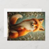 Red fox in winter forest ポストカード (正面/裏面)