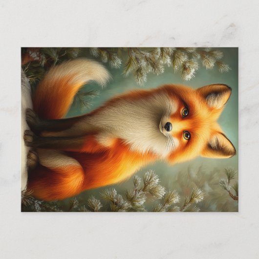 Red fox in winter forest ポストカード (正面)