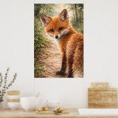 Red Fox Kit Woodland Animal ポスター (キッチン)