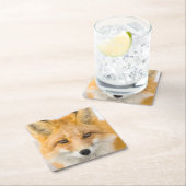 Red Fox Portrait スクエアペーパーコースター (インサイチュ)