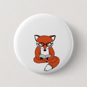 Red fox reading book 缶バッジ (正面)