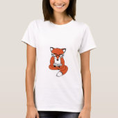 Red fox reading book tシャツ (正面)