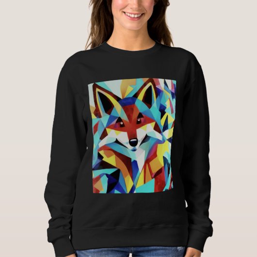 Red Fox Running Through Water Geometric Style スウェットシャツ (正面)