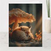 Red Fox Sleeping Under Giant Mushroom カード (正面)