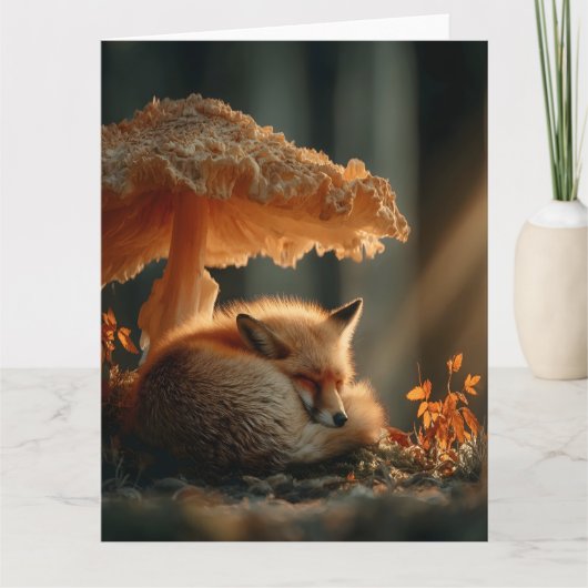 Red Fox Sleeping Under Giant Mushroom カード (正面)