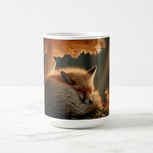 Red Fox Sleeping Under Giant Mushroom コーヒーマグカップ (中央)