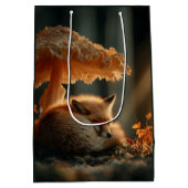 Red Fox Sleeping Under Giant Mushroom ミディアムペーパーバッグ (裏面)
