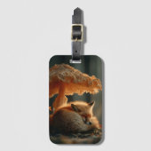 Red Fox Sleeping Under Giant Mushroom ラゲッジタグ (正面縦)