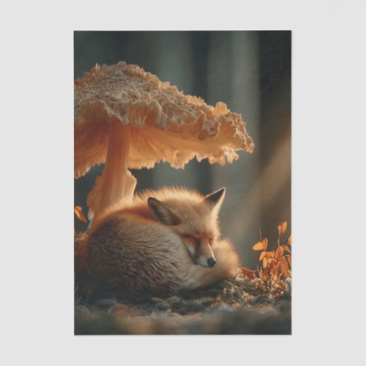 Red Fox Sleeping Under Giant Mushroom 薄葉紙 (正面)