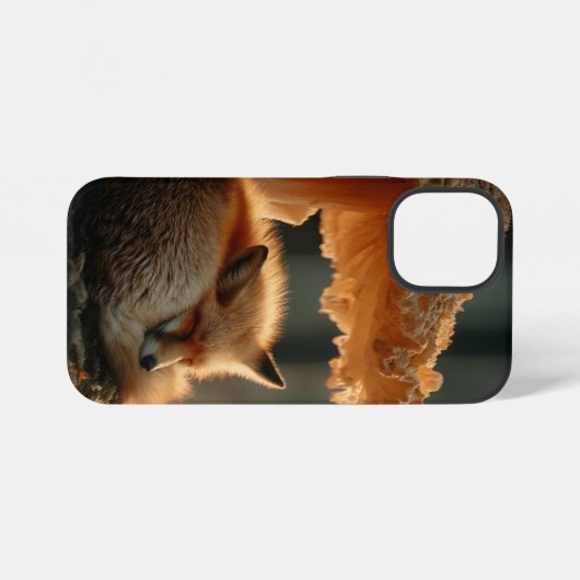 Red Fox Sleeping Under Giant Mushroom iPhoneケース (裏面横)