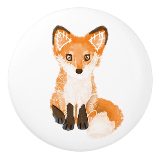 Red Fox Sprit Animal Ceramic Knob セラミックノブ (正面)
