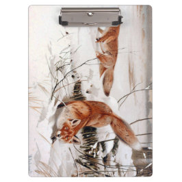 Red Foxes in Snow at Winter (by Wilhelm Kuhnert) クリップボード