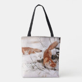 Red Foxes in Snow at Winter (by Wilhelm Kuhnert) トートバッグ (裏面)
