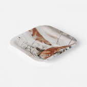 Red Foxes in Snow at Winter (by Wilhelm Kuhnert) ペーパープレート (傾斜あり)