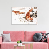 Red Foxes in the Winter Snow (by Wilhelm Kuhnert) キャンバスプリント (インサイチュ (リビング))