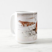 Red Foxes in the Winter Snow (by Wilhelm Kuhnert) コーヒーマグカップ (正面左)