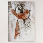 Red Foxes in the Winter Snow (by Wilhelm Kuhnert) ジグソーパズル (縦)