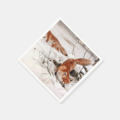 Red Foxes in the Winter Snow (by Wilhelm Kuhnert) スタンダードカクテルナプキン (角)