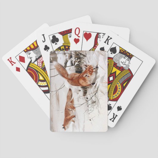 Red Foxes in the Winter Snow (by Wilhelm Kuhnert) トランプ (裏面)