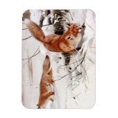 Red Foxes in the Winter Snow (by Wilhelm Kuhnert) マグネット (縦)