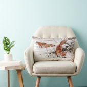 Red Foxes in the Winter Snow (by Wilhelm Kuhnert) ランバークッション (椅子)