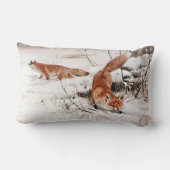 Red Foxes in the Winter Snow (by Wilhelm Kuhnert) ランバークッション (裏面)