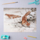Red Foxes in the Winter Snow (by Wilhelm Kuhnert) 薄葉紙 (クラフト)
