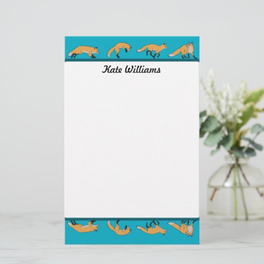 Red Foxes Personalized 便箋 (スタンド正面)