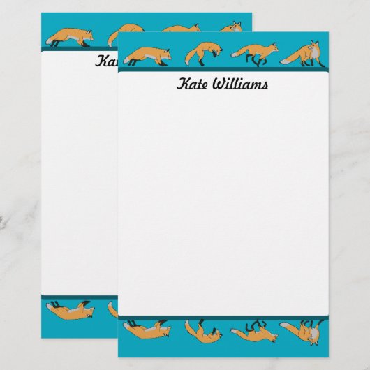 Red Foxes Personalized 便箋 (正面/裏面)
