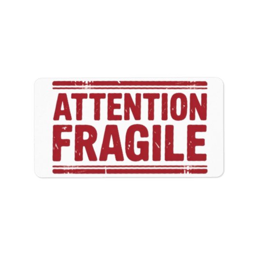 Red Fragile Handle with Care Mailing Label images1 ラベル (正面)