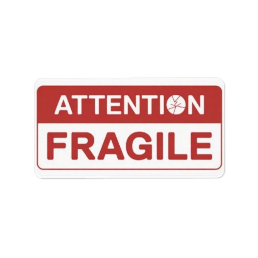 Red Fragile Handle with Care Mailing Label images ラベル (正面)