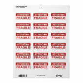 Red Fragile Handle with Care Mailing Label images ラベル (フルシート)