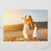 Red Frame & Gold Merry Christmas Photo 箔シーズンカード (裏面)