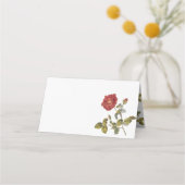 Red French Rose Birthday Party Table プレイスカード (裏面)
