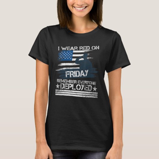 Red Friday軍隊展開済みユーザーを記憶 Tシャツ (正面)