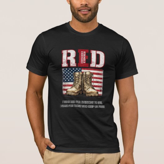 RED Friday コンバットブーツ Tシャツ (正面)