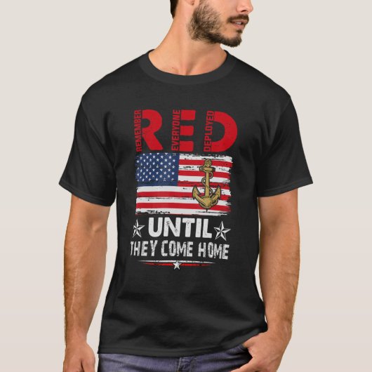 RED Friday Remember Everyone DeployedレトロMilita Tシャツ (正面)