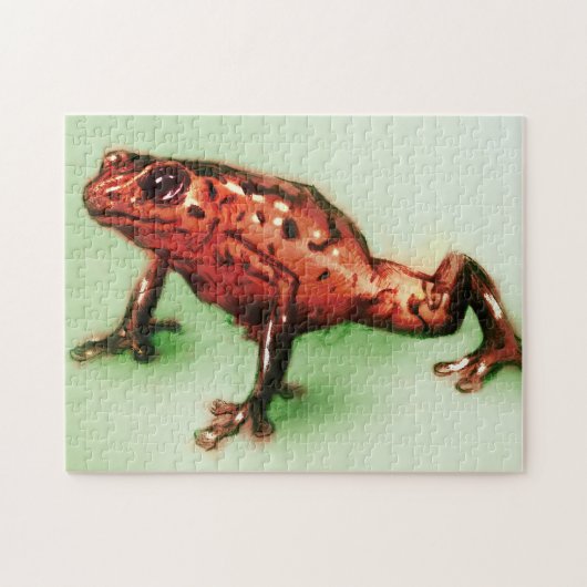 Red Frog, Wild Animal Sketch in Green & Red ジグソーパズル (横)